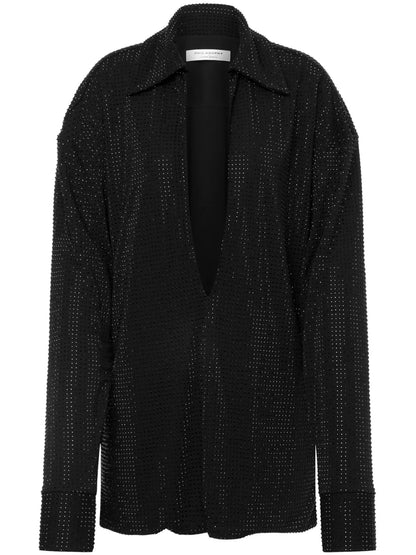 Rhinestoned V-Neck Blouse