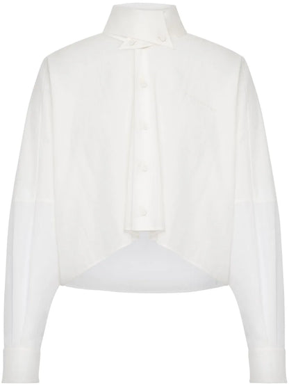 Button-Down Collar Cropped Shirt