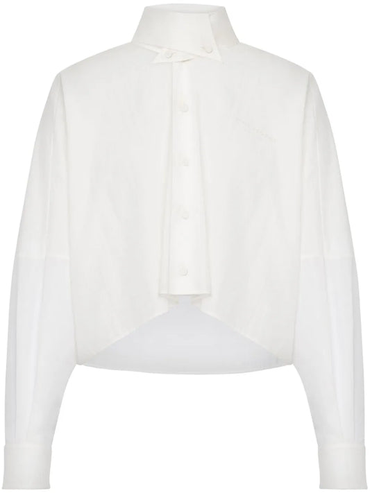 Button-Down Collar Cropped Shirt