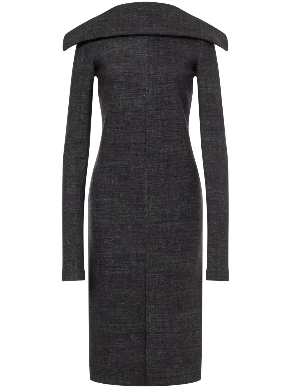 Folded-Neckline Midi Dress