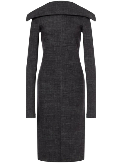 Folded-Neckline Midi Dress