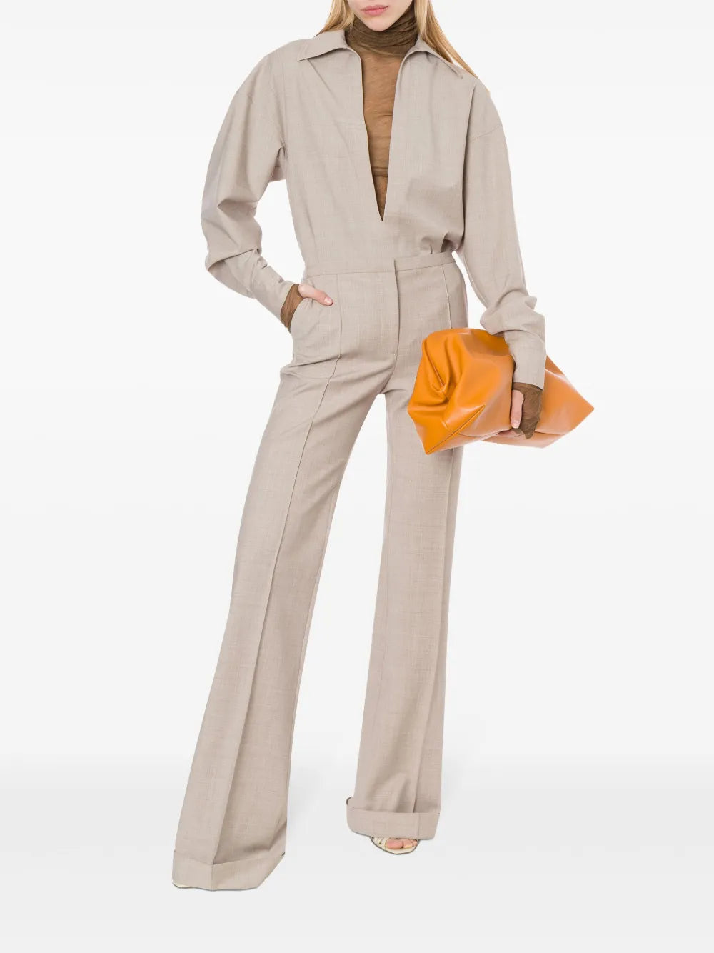 Pintucked Straight-Leg Trousers