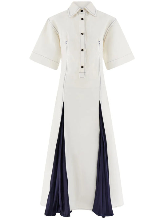 Satin-Inlay Shirtdress