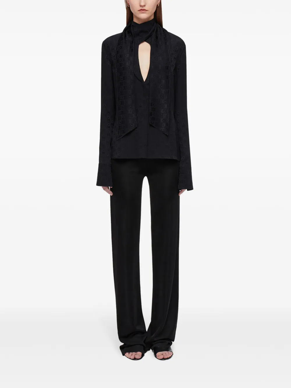 Gancini-Jacquard Silk Blouse