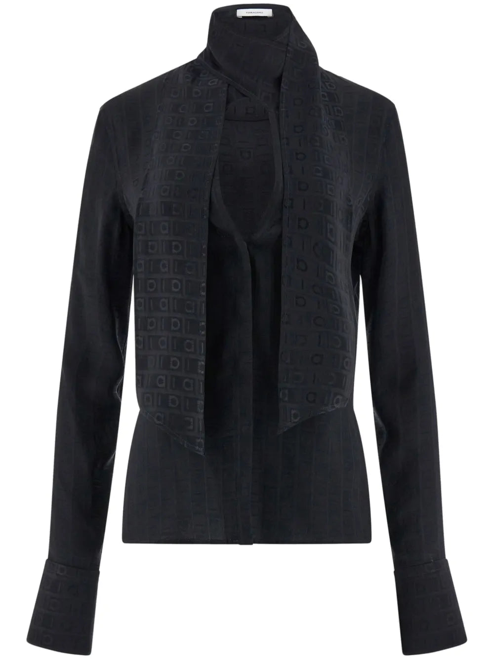 Gancini-Jacquard Silk Blouse