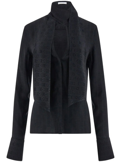 Gancini-Jacquard Silk Blouse