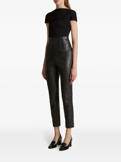 Leather Tapered Trousers