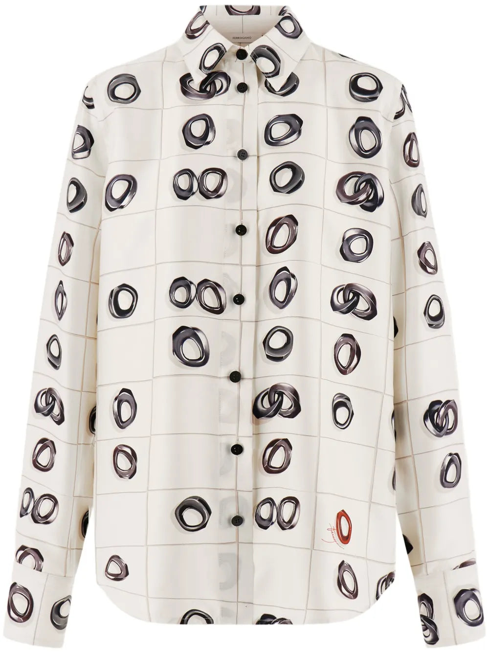 Graphic-Print Silk Shirt