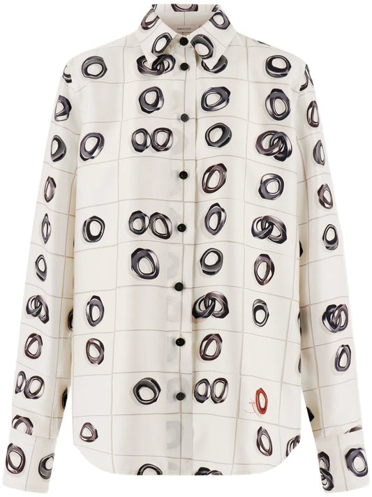 Graphic-Print Silk Shirt