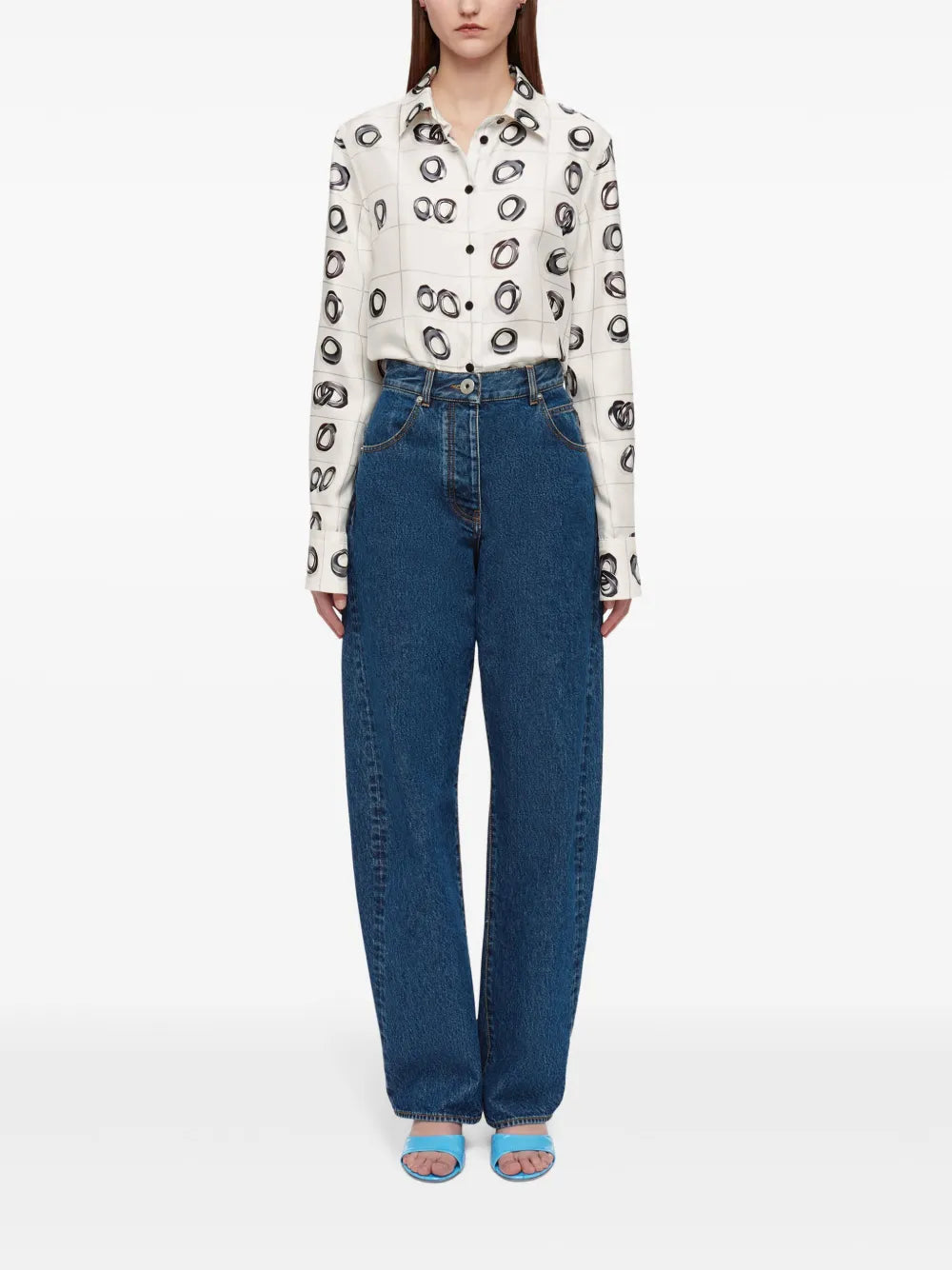 Graphic-Print Silk Shirt