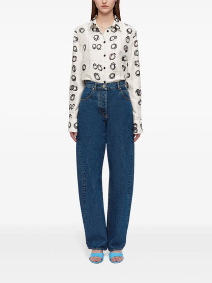 Graphic-Print Silk Shirt