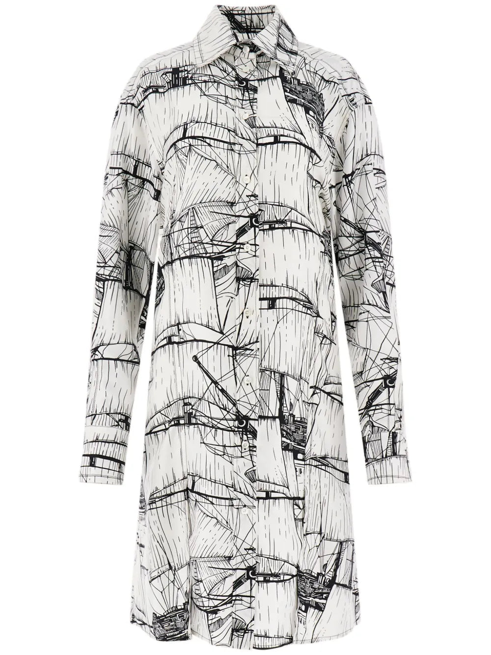 Graphic-Print Silk Shirtdress