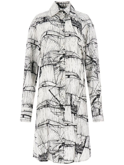 Graphic-Print Silk Shirtdress