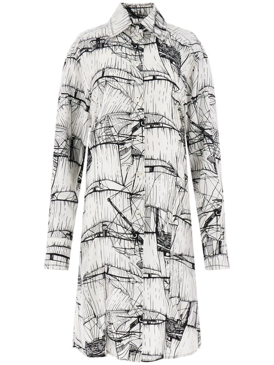 Graphic-Print Silk Shirtdress