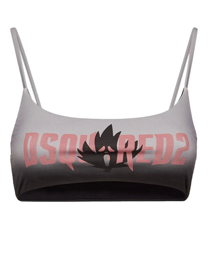 Logo-Print Bikini Top