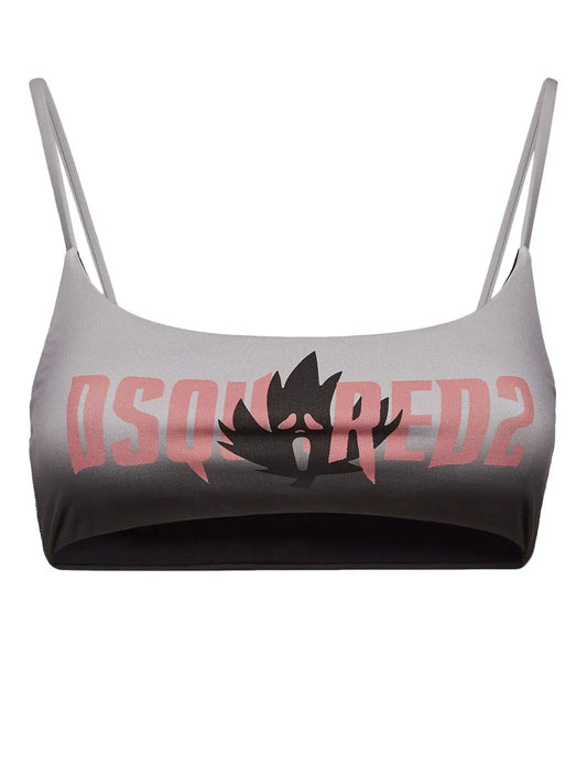 Logo-Print Bikini Top