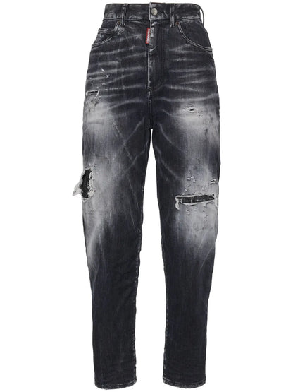 Distressed Straight-Leg Jeans