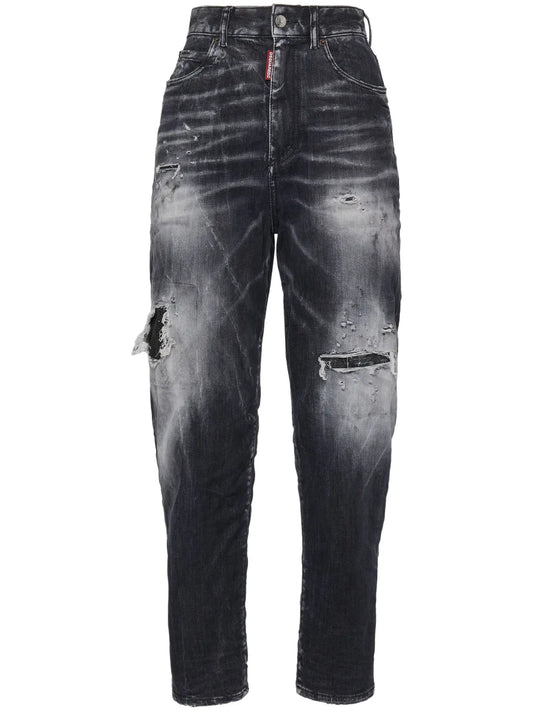 Distressed Straight-Leg Jeans