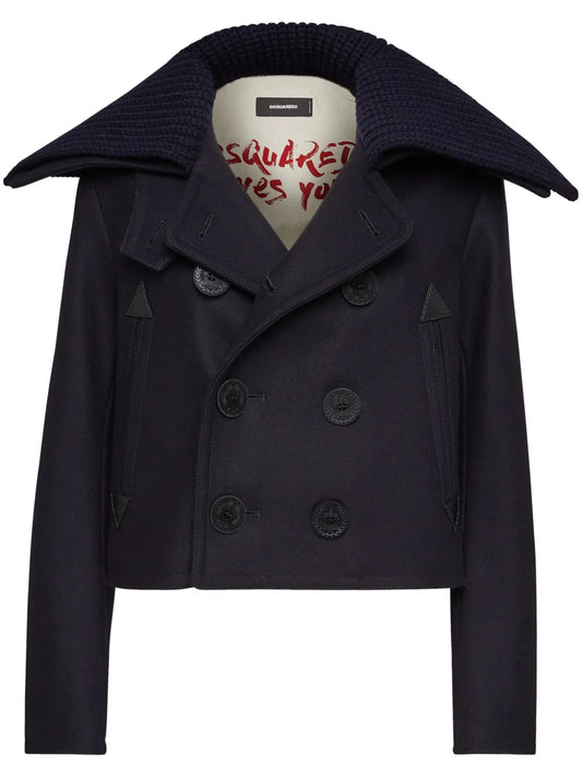 Double-Breasted Cropped Peacoat