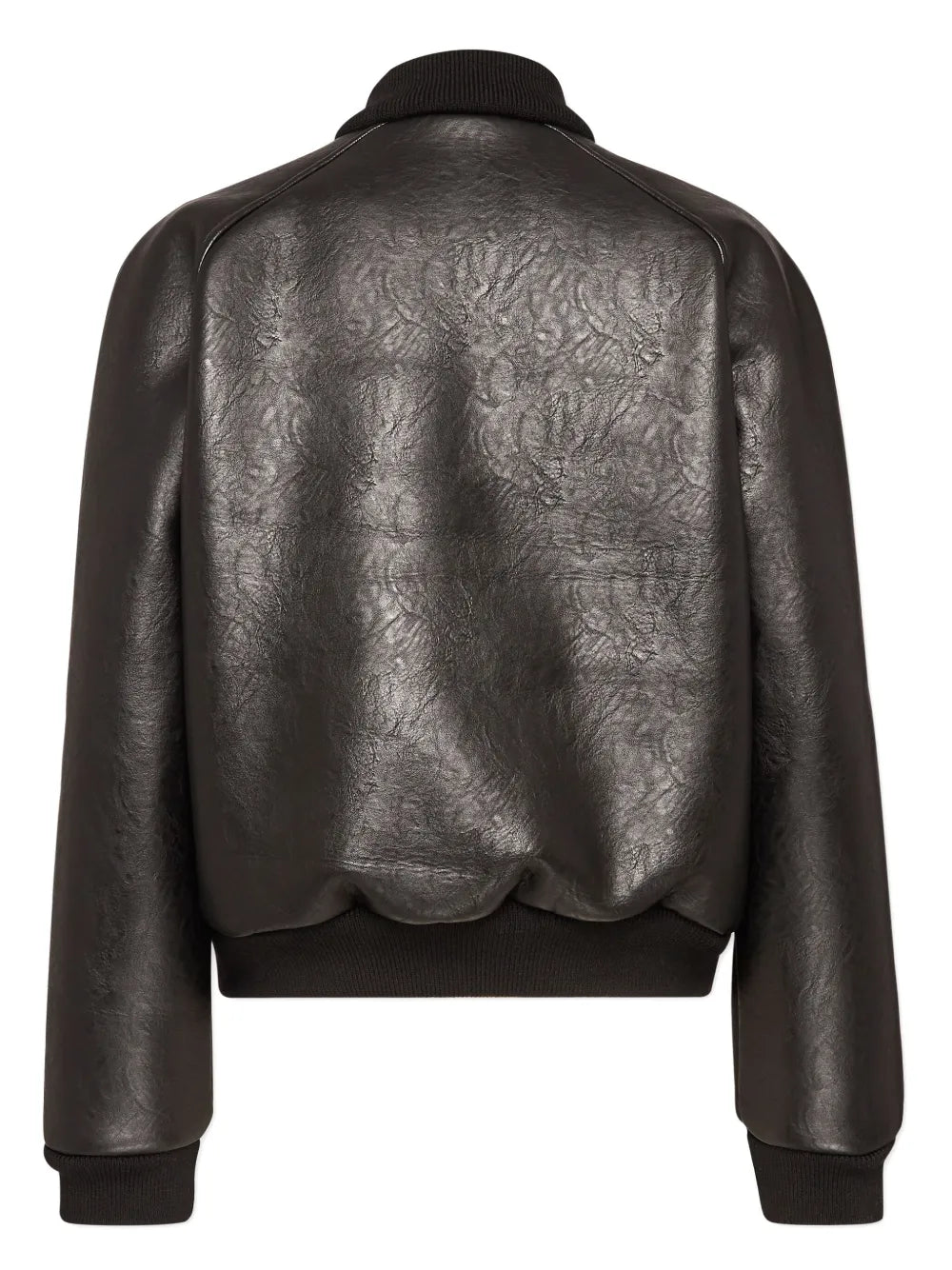 Zip-Up Leather Bomber Jacket