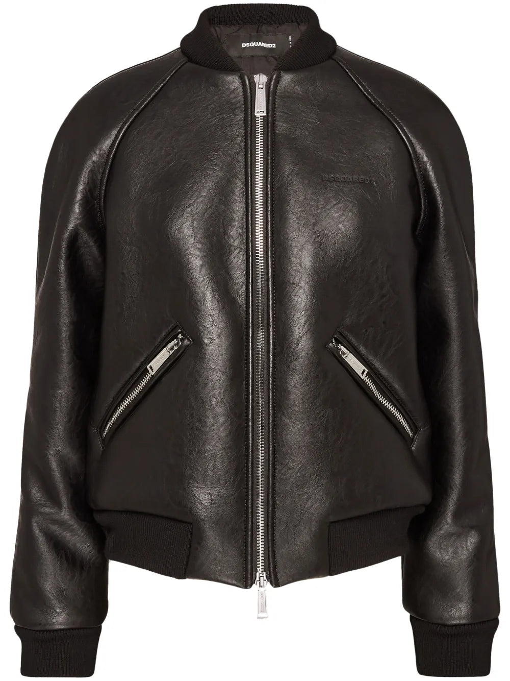 Zip-Up Leather Bomber Jacket