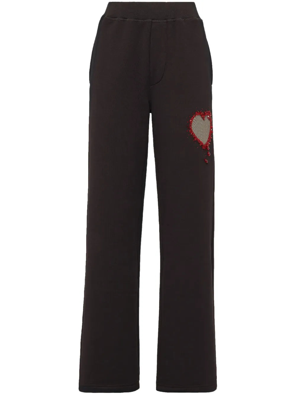 Heart-Appliqué Flared Track Pants