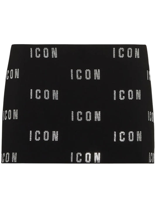 Crystal-Logo Mini Skirt