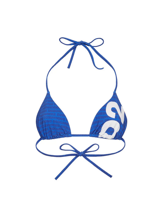Logo-Print Halterneck Bikini Top