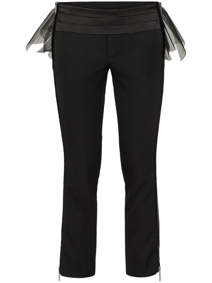Tulle-Overlay Skinny Trousers
