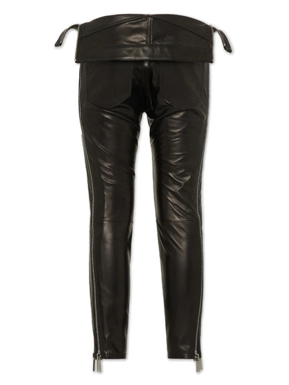 Layered Leather Skinny Trousers