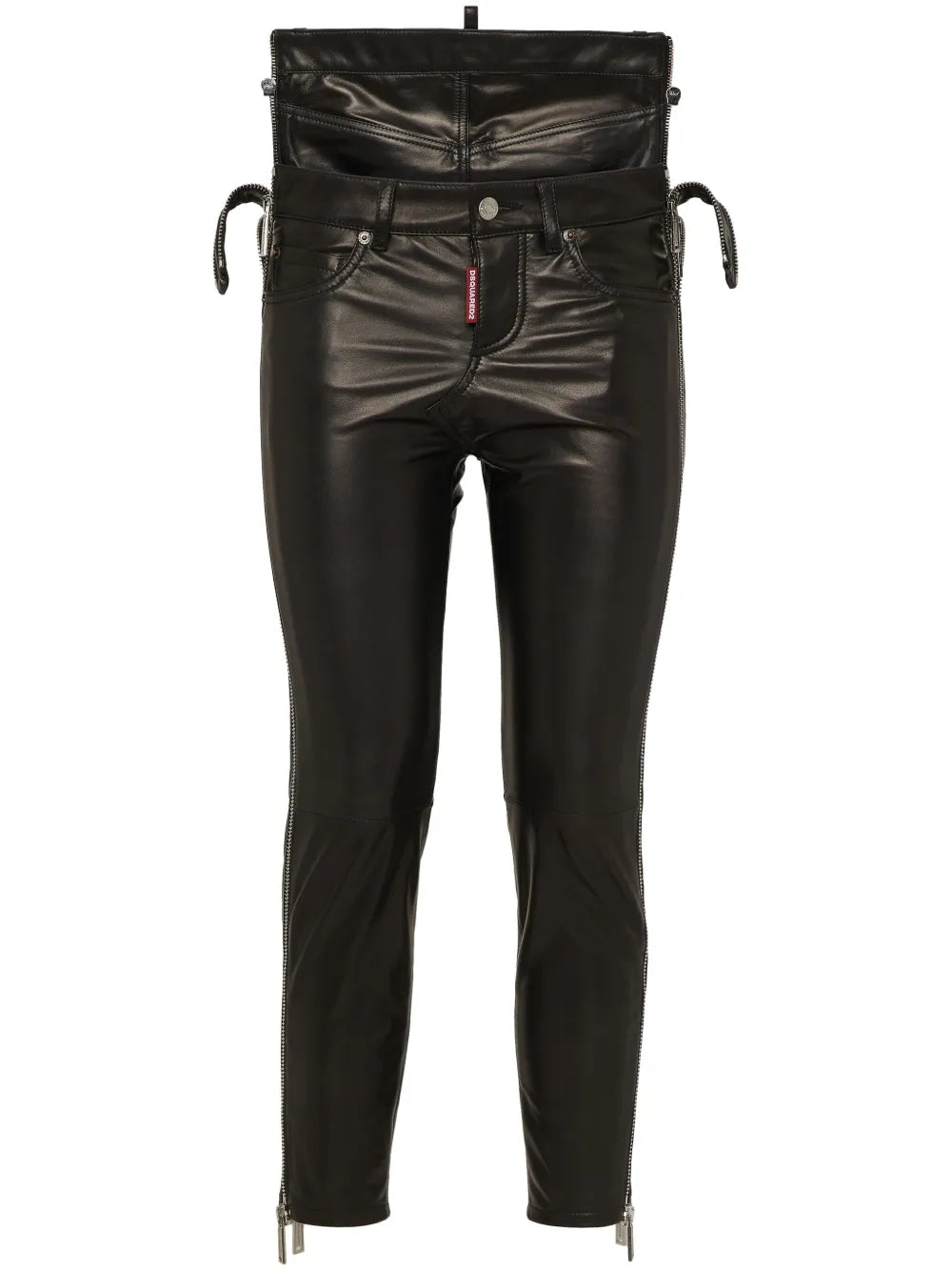Layered Leather Skinny Trousers