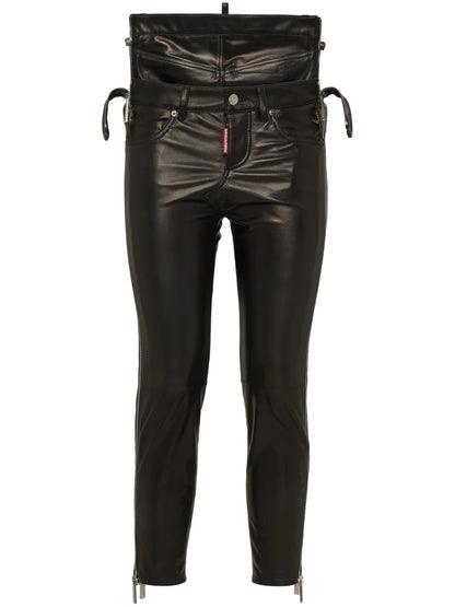 Layered Leather Skinny Trousers