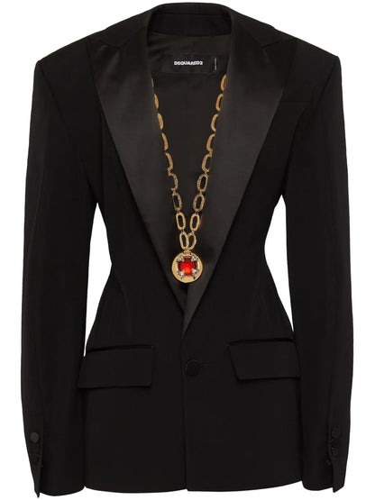 Peak-Lapels Single-Breasted Blazer