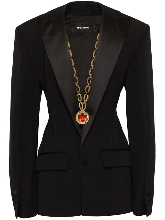 Peak-Lapels Single-Breasted Blazer