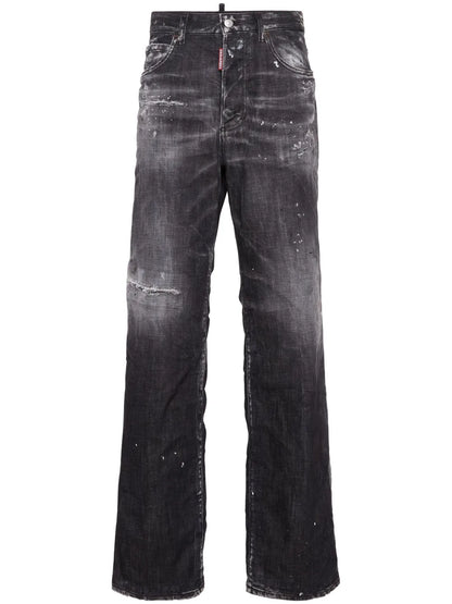 Distressed Straight-Leg Jeans