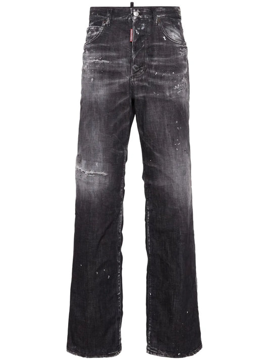 Distressed Straight-Leg Jeans