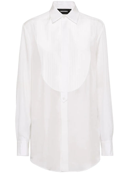 Bib-Collar Cotton Shirt