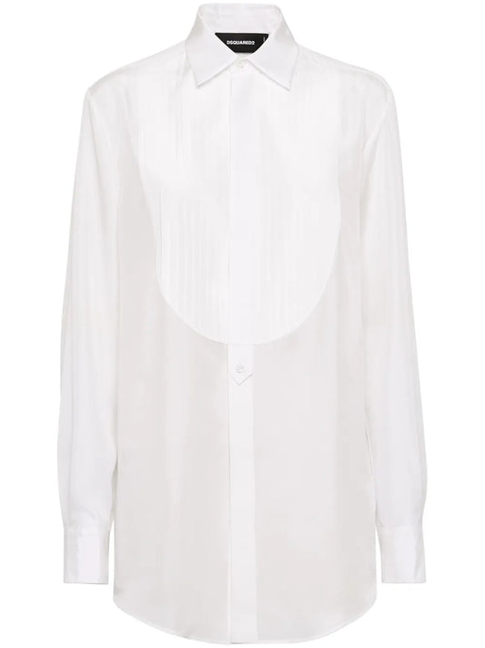 Bib-Collar Cotton Shirt