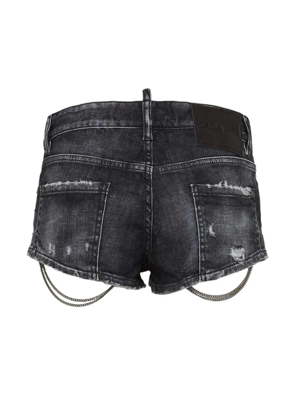 Chain-Detail Denim Mini Shorts