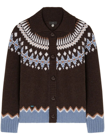 Fair Isle Intarsia Knit Wool Cardi Coat