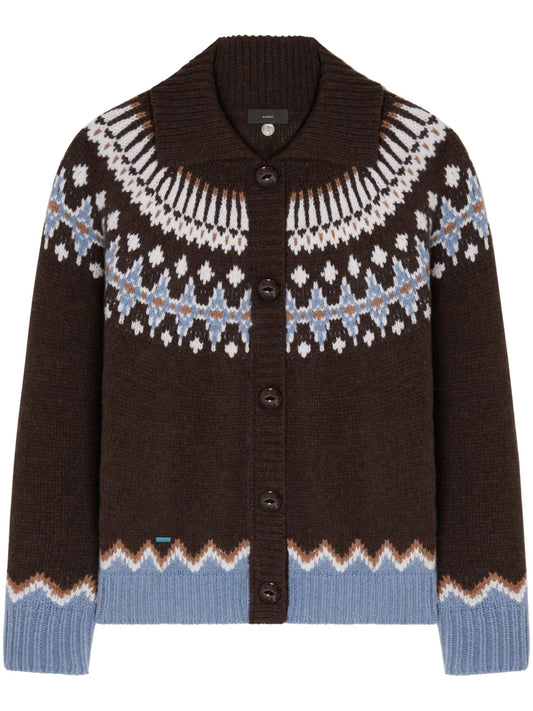 Fair Isle Intarsia Knit Wool Cardi Coat