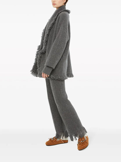 Fringed-Edge Cashmere-Blend Cardigan