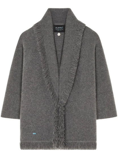 Fringed-Edge Cashmere-Blend Cardigan
