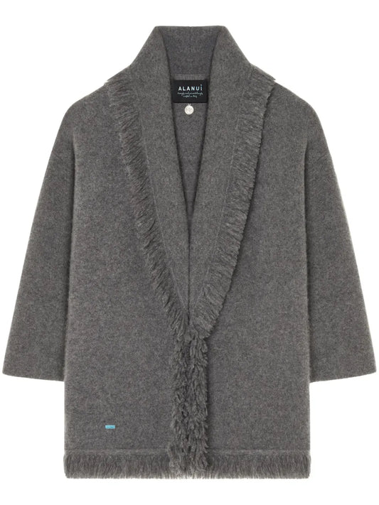 Fringed-Edge Cashmere-Blend Cardigan