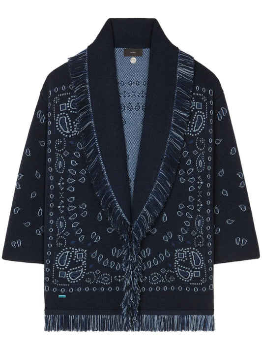 Bandana-Pattern Cashmere Cardigan