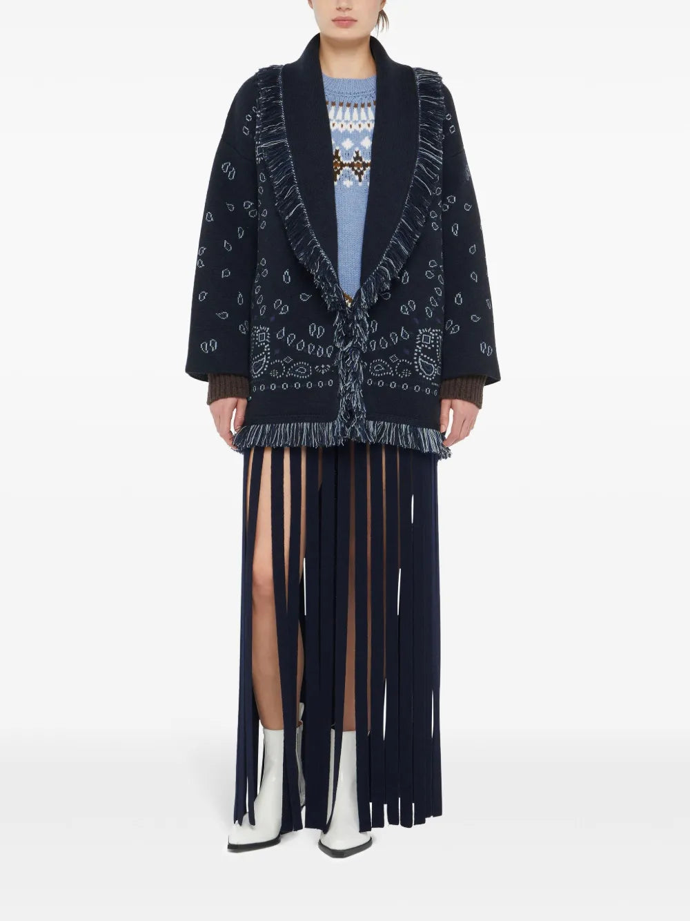 Bandana-Pattern Cashmere Cardigan