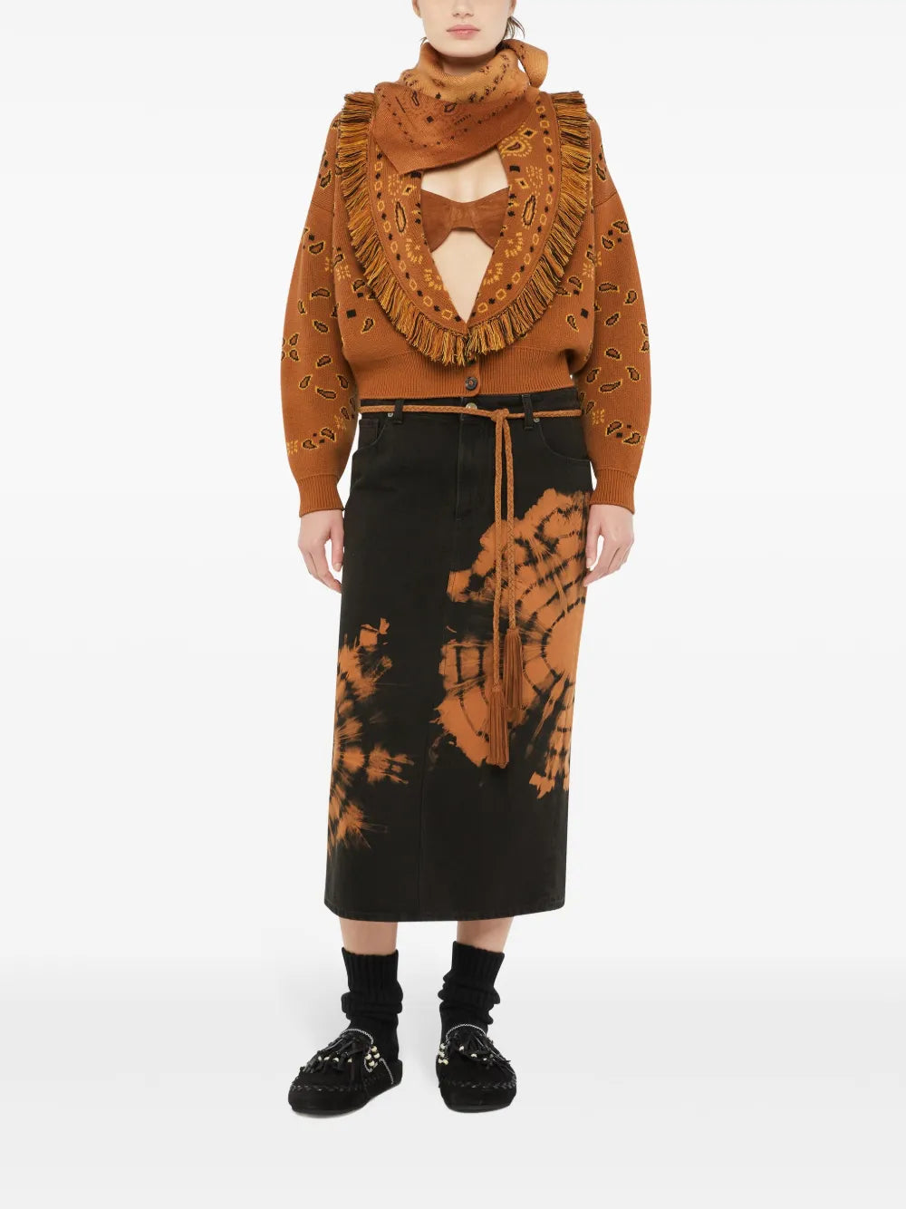 Bandana-Pattern Cashmere Cardigan