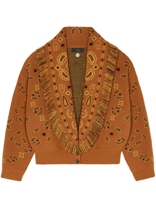 Bandana-Pattern Cashmere Cardigan