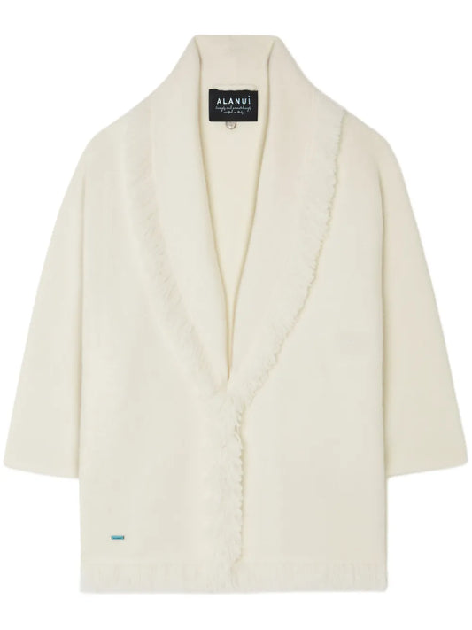 Fringed-Edge Cashmere-Blend Cardigan