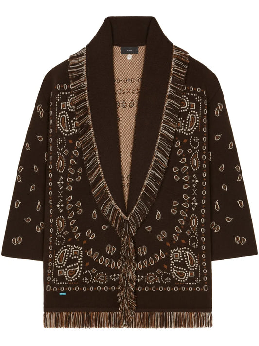 Bandana-Pattern Cashmere Cardigan